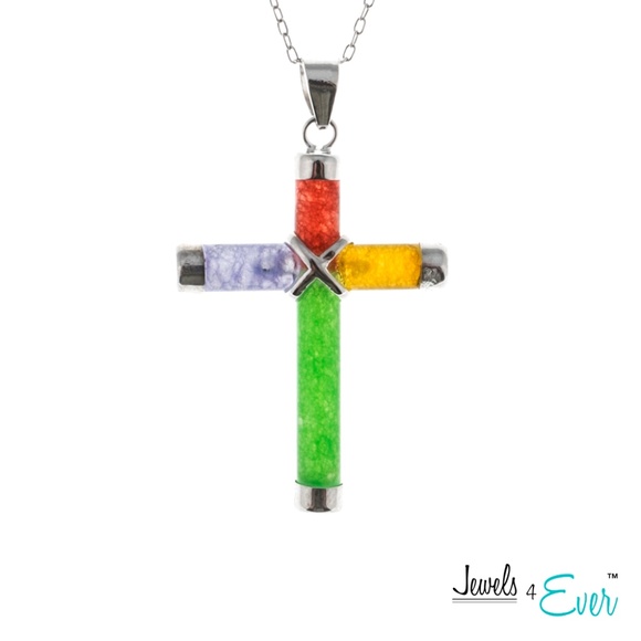 Cross Pendant with 16" Rhodium Plated Chain - Picture 1 of 1